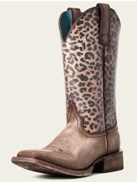 Ariat Shoes - Ariat Leopard Print and Tan Lace-Up Western Boot
